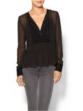 Rachel Zoe baby doll style, sheer with velour detail blouse